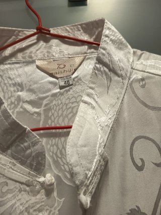Pijama Kimono Blanco Dragones Seda