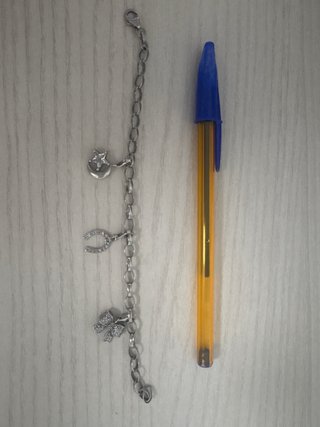 Pulsera Plata Abalorios Estrella, Herradura y lazo