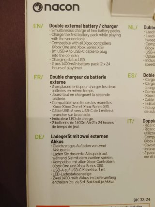 Batería Externa Doble Cargador Nacon Xbox