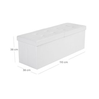 Puff almacenaje plegable 120L 110x38x38cm blanco SONGMICS LSF75WT