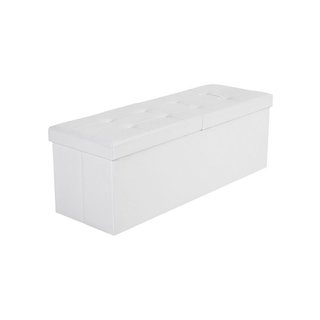 Puff almacenaje plegable 120L 110x38x38cm blanco SONGMICS LSF75WT