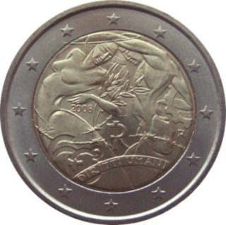 2 € Italia 2008 Conmemorativa Derechos Humanos