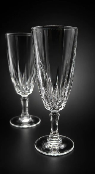 4 Calici in Cristallo Intagliato Vintage 16,5 cm