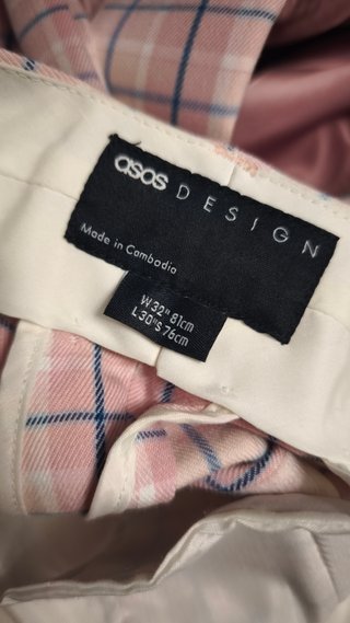 Traje ASOS cuadros rosa talla M