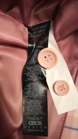 Traje ASOS cuadros rosa talla M