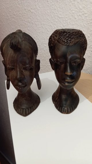 Pareja Bustos Africanos Madera Tallada