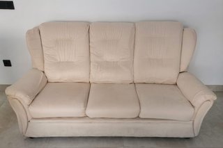Sofá de tela beige 3 plazas