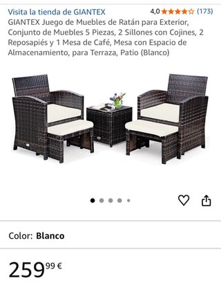 Conjunto Terraza Ratán Giantex 5 Piezas