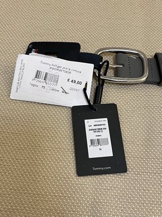 Cintura Tommy Hilfiger vera pelle grigia