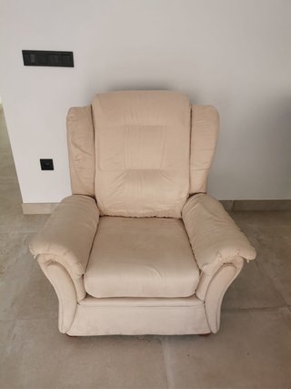 Sillón individual de tela beige