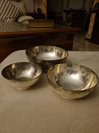 3 Cuencos Vintage Plata Alemana/Alpaca