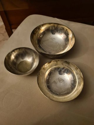 3 Cuencos Vintage Plata Alemana/Alpaca