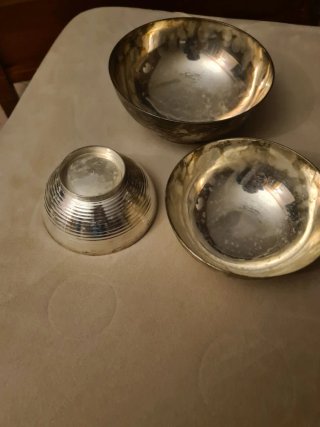 3 Cuencos Vintage Plata Alemana/Alpaca