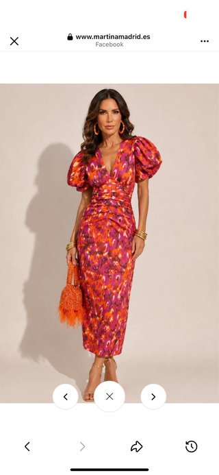 Vestido elegante estampado naranja y rosa