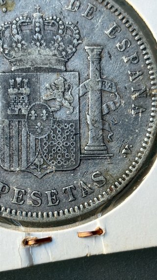 Moneda original de 5 Pesetas de Alfonso XIII (año