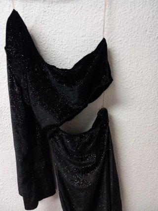 Vestido fiesta negro brillante
