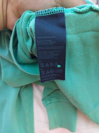 Polo Tommy Hilfiger verde manga larga