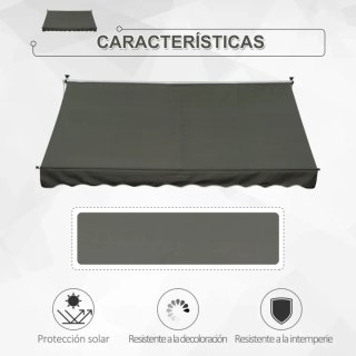 Toldo manual gris y blanco