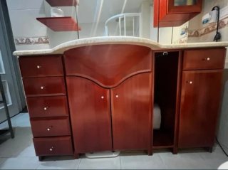 Mueble de baño madera y mármol