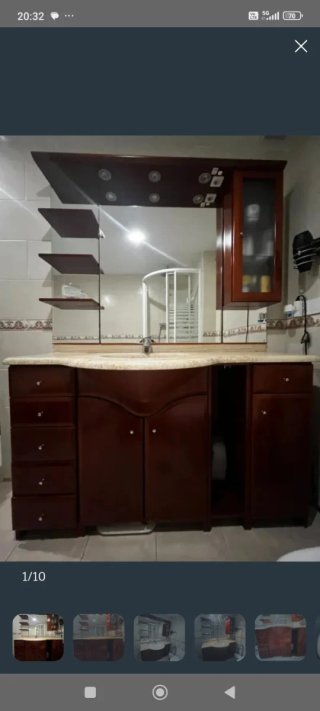 Mueble de baño madera y mármol