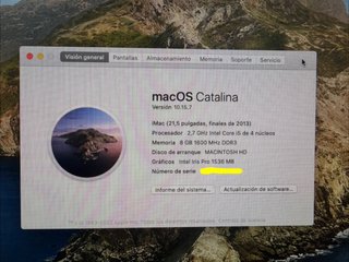 iMac Finales 2013 21.5" 8GB RAM 1TB Disco Duro