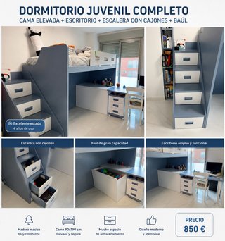 Habitación juvenil madera maciza