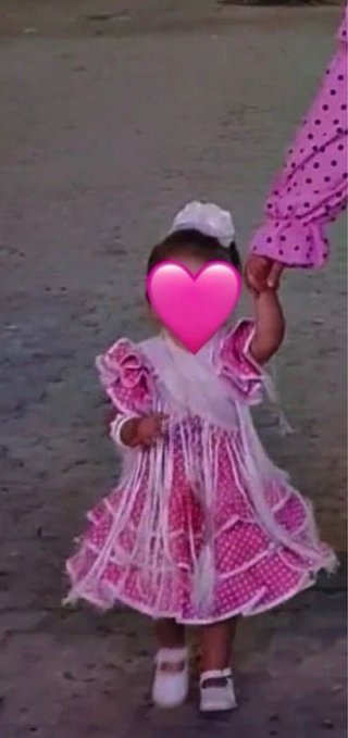 Traje Flamenca Niña Rosa y Blanco dos años