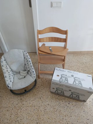 Trona de madera Hauck + Hamaca y bandeja
