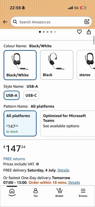 Auriculares Jabra Evolve 50 USB Negros