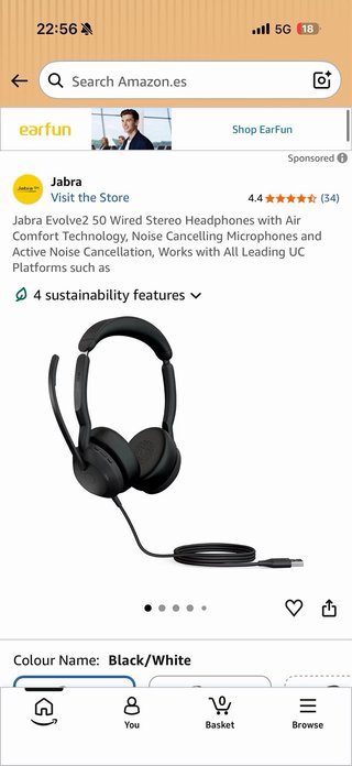Auriculares Jabra Evolve 50 USB Negros