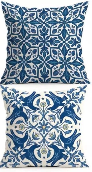2 federe fiori azzurro vittoriano 45x45
