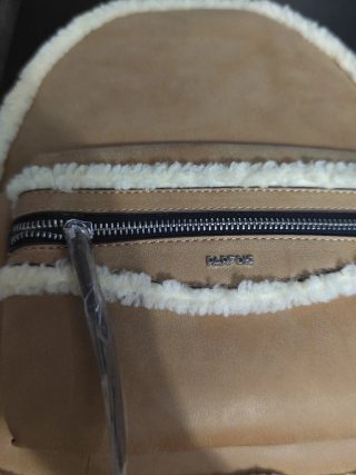 Mochila Parfois Beige y Marrón con Borrego