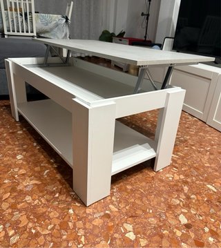Mesa de centro moderna blanca abatible