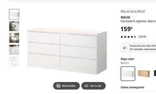 Cómoda IKEA MALM 6 cajones blanca