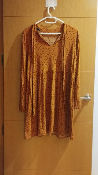 Vestido Mango Negro y Naranja Talla L
