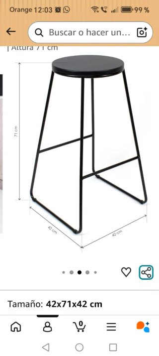 2 Taburetes Altos Cocina Metal Negro sin estrenar