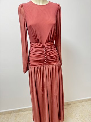 Vestido Shein rosa drapeado botones