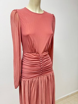 Vestido Shein rosa drapeado botones