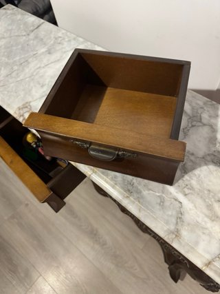 Mesa recibidor antigua mármol y madera