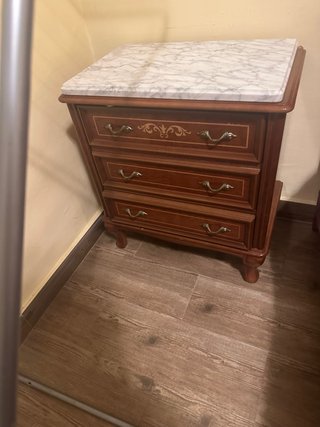 Mesita de noche madera y mármol