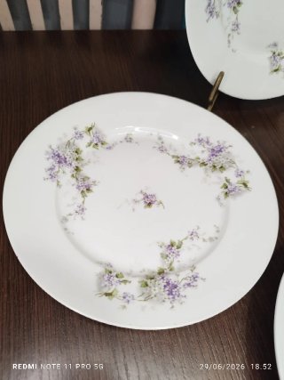 4 Platos Llanos Porcelana Francesa Antiguos