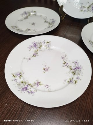 4 Platos Llanos Porcelana Francesa Antiguos
