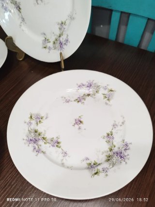 4 Platos Llanos Porcelana Francesa Antiguos