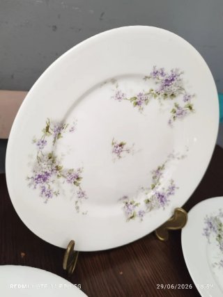 4 Platos Llanos Porcelana Francesa Antiguos