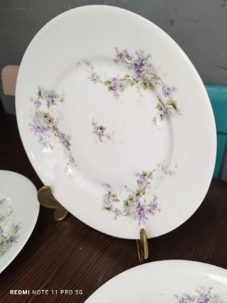 4 Platos Llanos Porcelana Francesa Antiguos