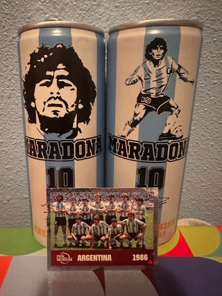 Latas Maradona + Cromo Mundial 1986