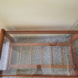 Mesa auxiliar madera y cristal