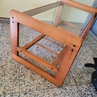 Mesa auxiliar madera y cristal