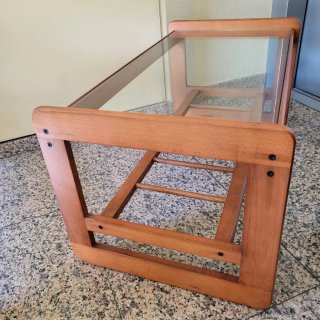 Mesa auxiliar madera y cristal