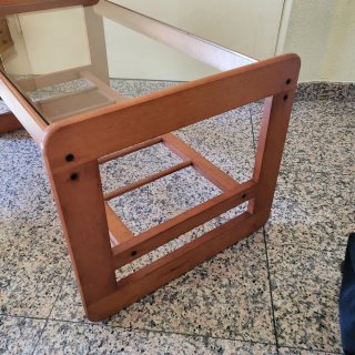 Mesa auxiliar madera y cristal